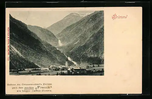 AK Krimml, Ortsansicht mit Wasserfällen