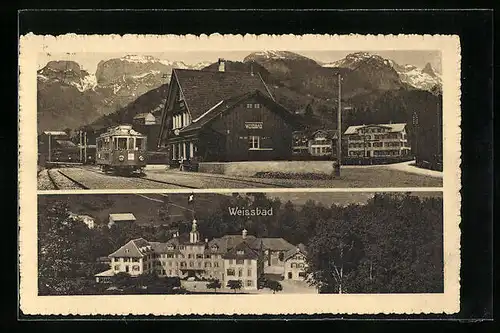 AK Weissbad, Hotel Hof Weissbad, Bahnhof der Säntisbahn