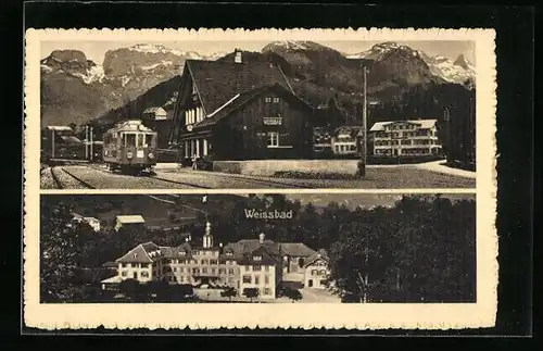 AK Weissbad, Hotel Hof Weissbad, Bahnhof der Säntisbahn