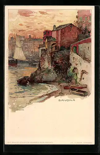 Künstler-AK Manuel Wielandt: Savona, Ortspartie