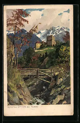 Künstler-AK Zeno Diemer: Meran, Schloss Goyen aus der Ferne
