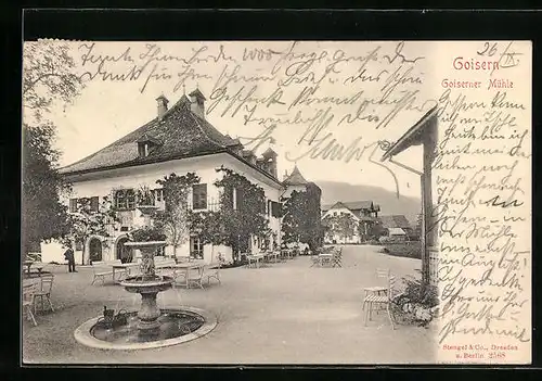 AK Goisern, Goiserner Mühle mit Brunnen