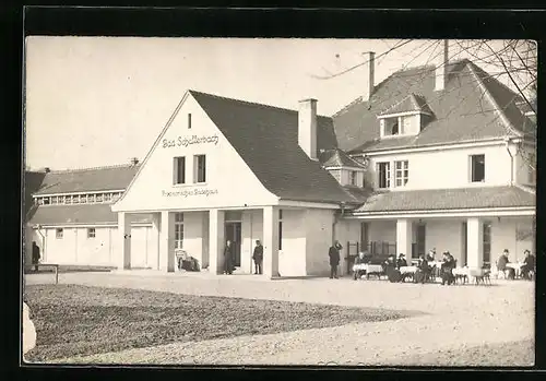 AK Bad Schallerbach, Provisorisches Badehaus mit Kurgästen