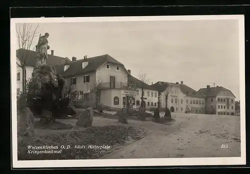 AK Waizenkirchen, platz und Kriegerdenkmal