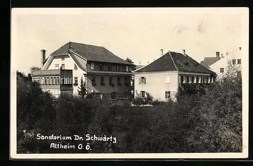 AK Altheim, Sanatorium Dr. Schwartz mit Bäumen