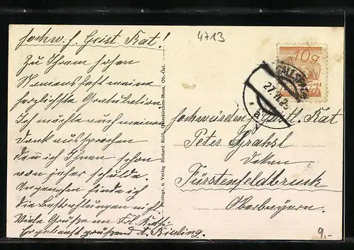 AK Gallspach, Ortspartie mit Kirche