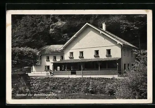 AK Gmunden, Gasthof zur Rabensteinmühle mit Garten