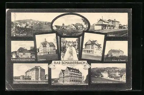 AK Bad Schallerbach, Totalansicht, Bad, Bahnhof, Kurhaus St. Raphael