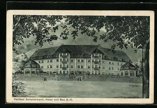 Künstler-AK Bad Schallerbach, Hotel und Bau A.-G.