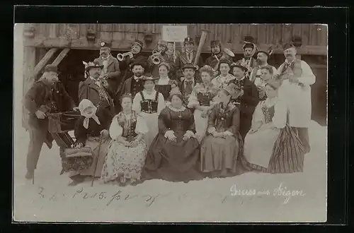 AK Aigen, Kapelle mit Instrumenten, Nespondinger Kua-Musi-Gabele