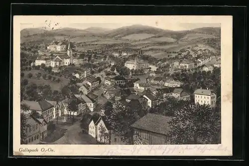 Künstler-AK Gallspach, Totalansicht aus der Vogelschau