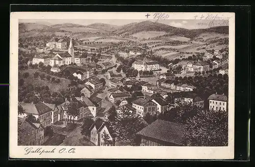 Künstler-AK Gallspach, Gesamtansicht aus der Vogelschau