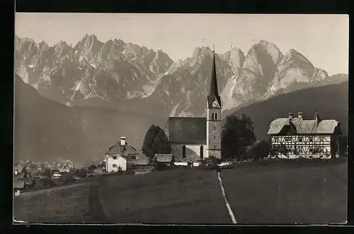 AK Gosau, Totale mit Kirche und Donnerkogel