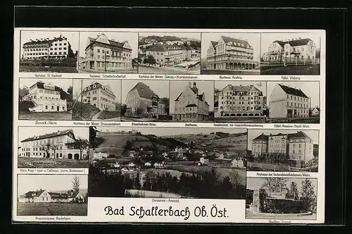AK Bad Schallerbach, Kurhaus St. Raphael, Quellen-Tempel, Kurhaus Austria, Eisenbahner-Heim, Gesamtansicht