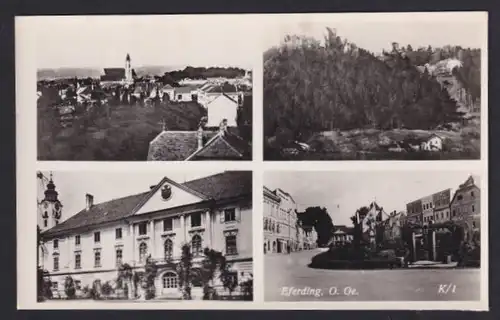 AK Eferding, Ortspanorama mit Kirche