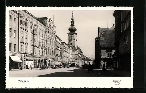 AK Wels, Ortsansicht mit Kirche