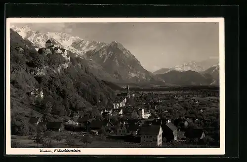 AK Vaduz, Teilansicht mit Blick aufs Gebirge