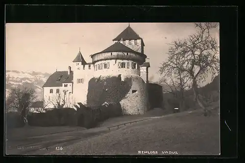 AK Vaduz, Schloss Vaduz von der Strasse aus gesehen