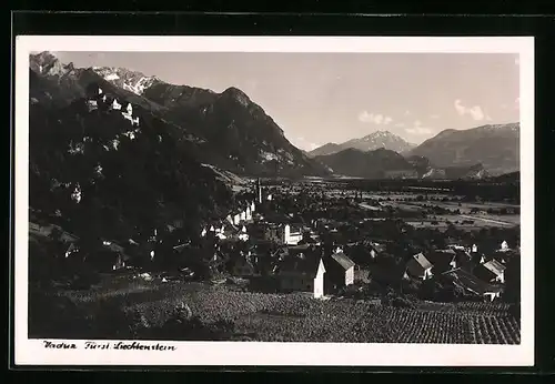 AK Vaduz, Teilansicht von Feldern aus