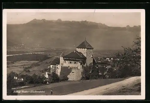 AK Vaduz, Schloss Vaduz von oben gesehen