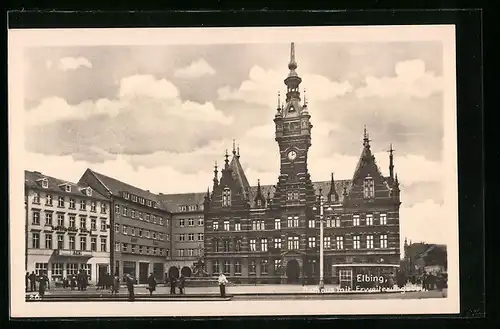 AK Elbing, Rathaus mit Erweiterungsgebäude
