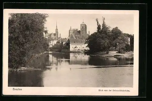 AK Breslau, Blick von der Universitätsbrücke