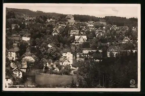 AK Schreiberhau, Blick auf den Ort im Riesengebirge