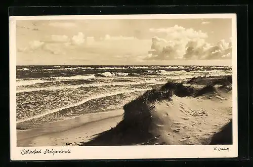 AK Stolpmünde, Strandpartie mit Meer