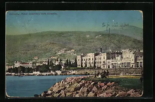 AK Abbazia, Hotel Quarnero vom Strande