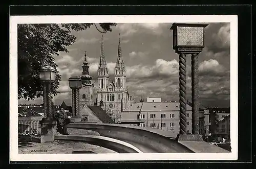 AK Zagreb, Ortsansicht mit Kathedrale