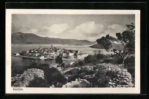 AK Korcula, Ortsansicht aus der Vogelschau