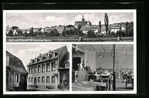 AK Ubstadt bei Bruchsal, Panorama mit Gasthaus zum Ritter