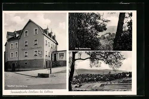 AK Eitelborn bei Koblenz, Gasthhof zur Sporkenburg, Burganlage, Gesamtansicht