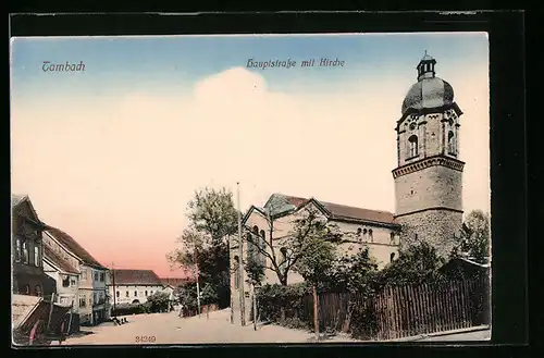 AK Tambach, Hauptstrasse mit Kirche