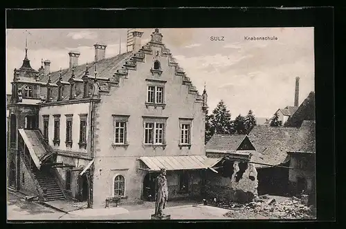 AK Sulz, Knabenschule mit Gebäudetrümmern