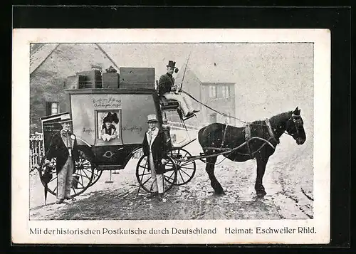 AK Historische Postkutsche auf der Fahrt durch Deutschland