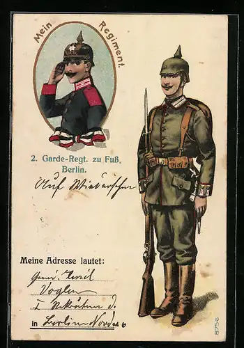 AK Berlin, 2. Garde-Regiment zu Fuss, Soldat in Uniform