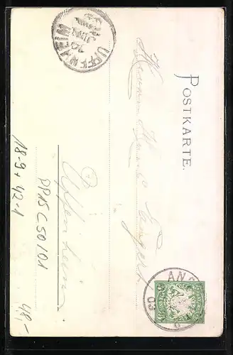 Lithographie Ganzsache Bayern PP15C50 /01: Ansbach, 18. Mittelfränkisches Bundes-Schiessen 1903, Grüssender Schütze