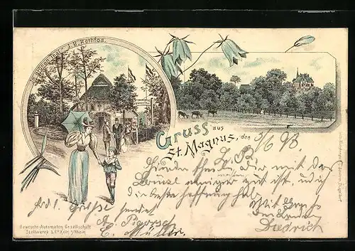 Lithographie St. Magnus, Gasthaus im grünen Thal