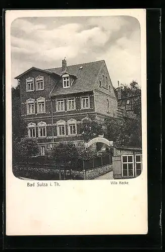 AK Bad Sulza /Th., Schützenhaus / Villa Kecke, Gebäudeansicht mit Garteneingang