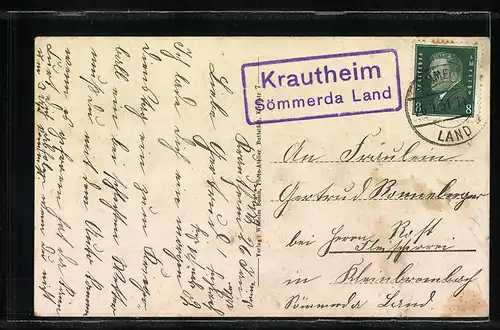 AK Krautheim /Th., Panorama des Ortes, Strassenpartien, Ortspartie mit Denkmal