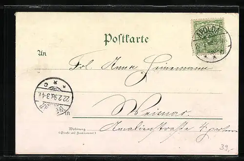 Lithographie Apolda, Teilansicht, Zimmermanns Wollwaaren-Fabrik, Luther-Kirche, Viadukt