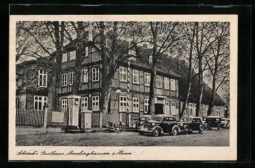 AK Amelinghausen i. Hann., Schenck`s Gasthaus mit Autos