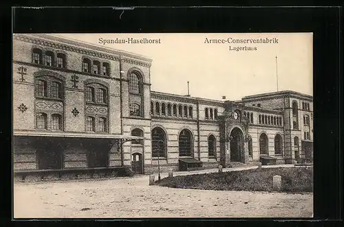 AK Spandau-Haselhorst, Lagerhaus der Armee-Konservenfabrik