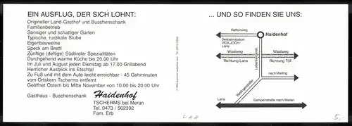 Klapp-AK Tscherms bei Meran, Gasthaus Haidenhof der Familie Erb