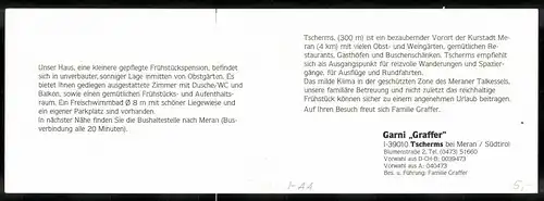 Klapp-AK Tscherms bei Meran, Gasthof Garni Graffer in der Blumenstrasse 2