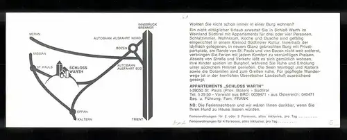 Klapp-AK St. Pauls bei Bozen, Hotel Schloss Warth mit Innenansichten