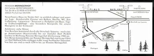 Klapp-AK Plaus b. Meran, Hotel-Pension Meringerhof mit Gebirgslandschaft