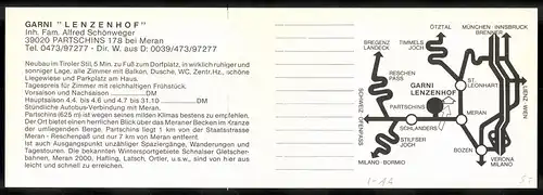 Klapp-AK Partschins bei Meran, Gasthaus Garni Lenzenhof von Alfred Schönweger