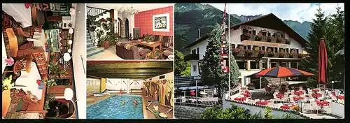 Klapp-AK Partschins-Rabland, Hotel Cafe Panorama mit Innenansichten